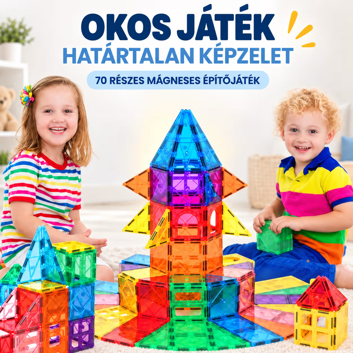 70 részes intelligens mágneses építőjáték-szett
