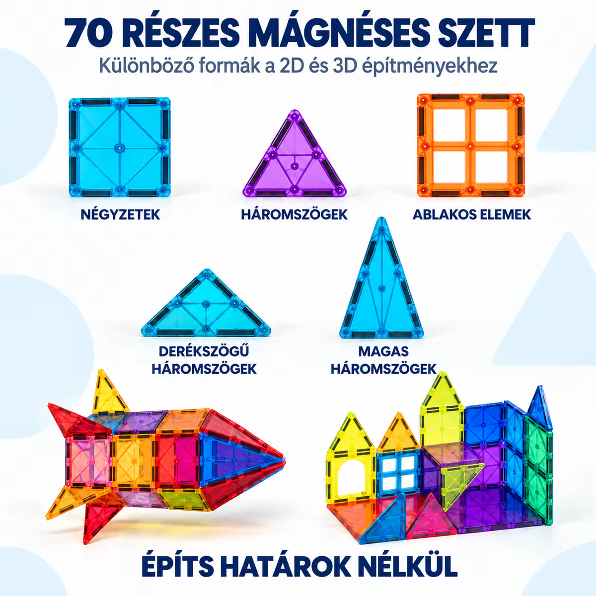70 részes intelligens mágneses építőjáték-szett